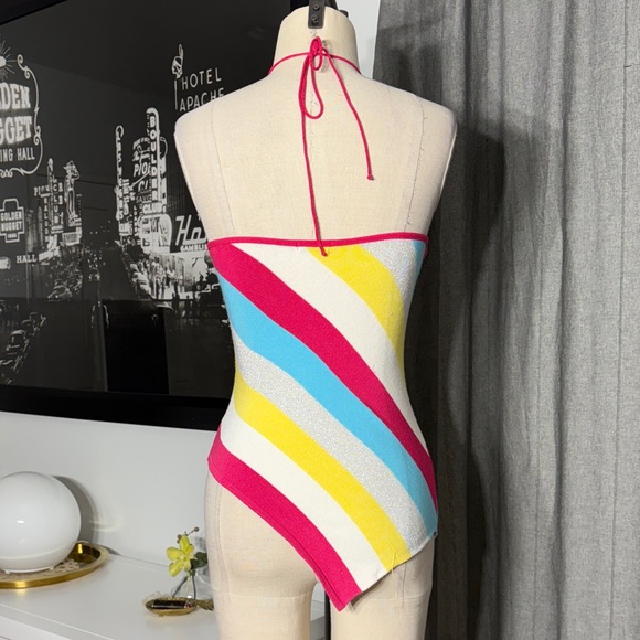 VINTAGE Y2K Colorful Striped Women's Halter Top - Picture 10 of 12